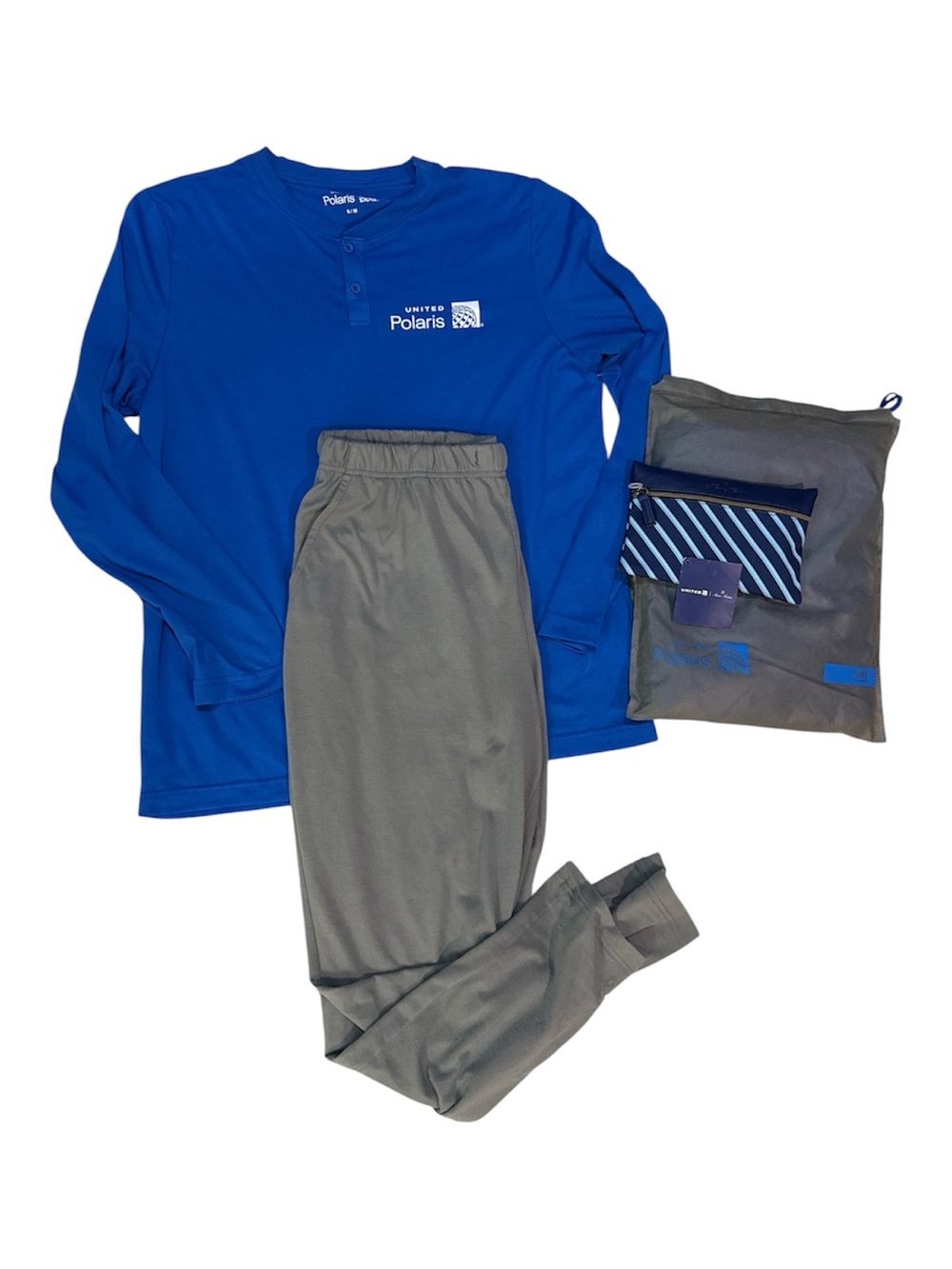 United Polaris Business Class Pajamas Set Brook Brothers Cosmetics travel bag